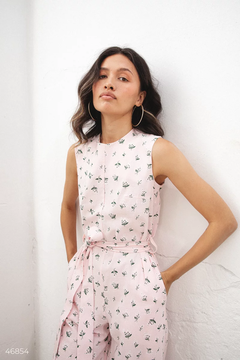 Pink jumpsuit with floral print photo 5
