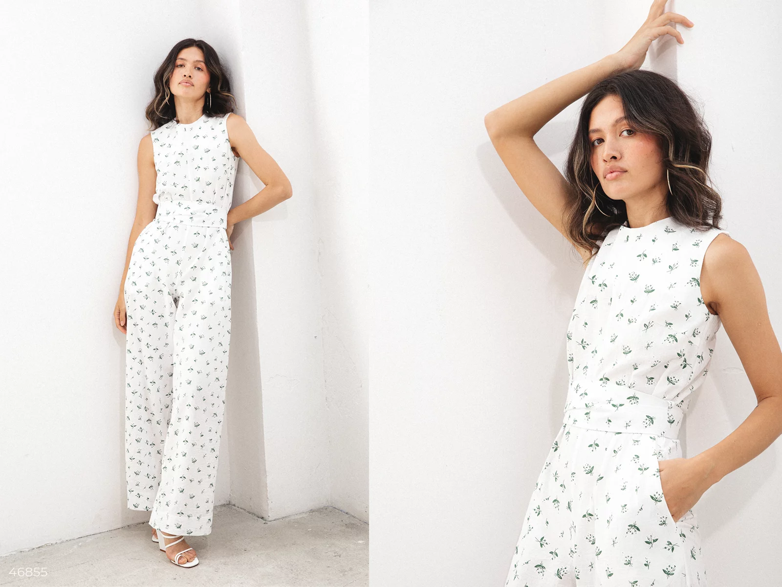 White jumpsuit with floral print photo 1