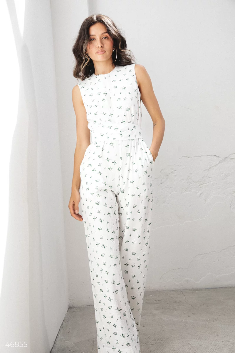 White jumpsuit with floral print photo 3