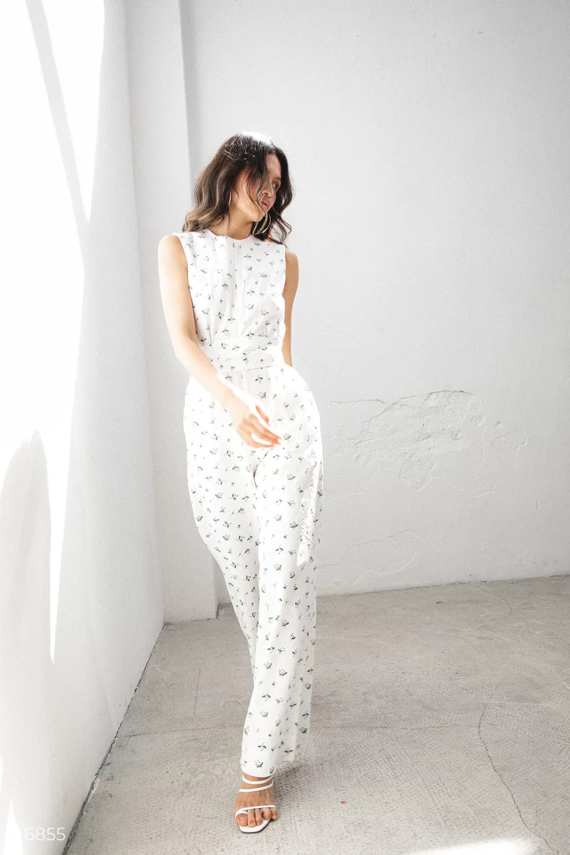 White jumpsuit with floral print photo 4