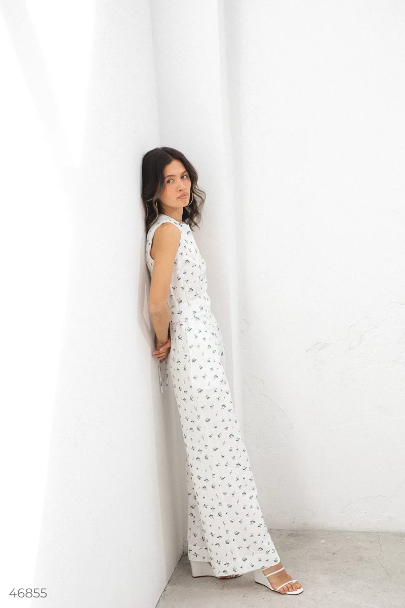 White jumpsuit with floral print photo 5