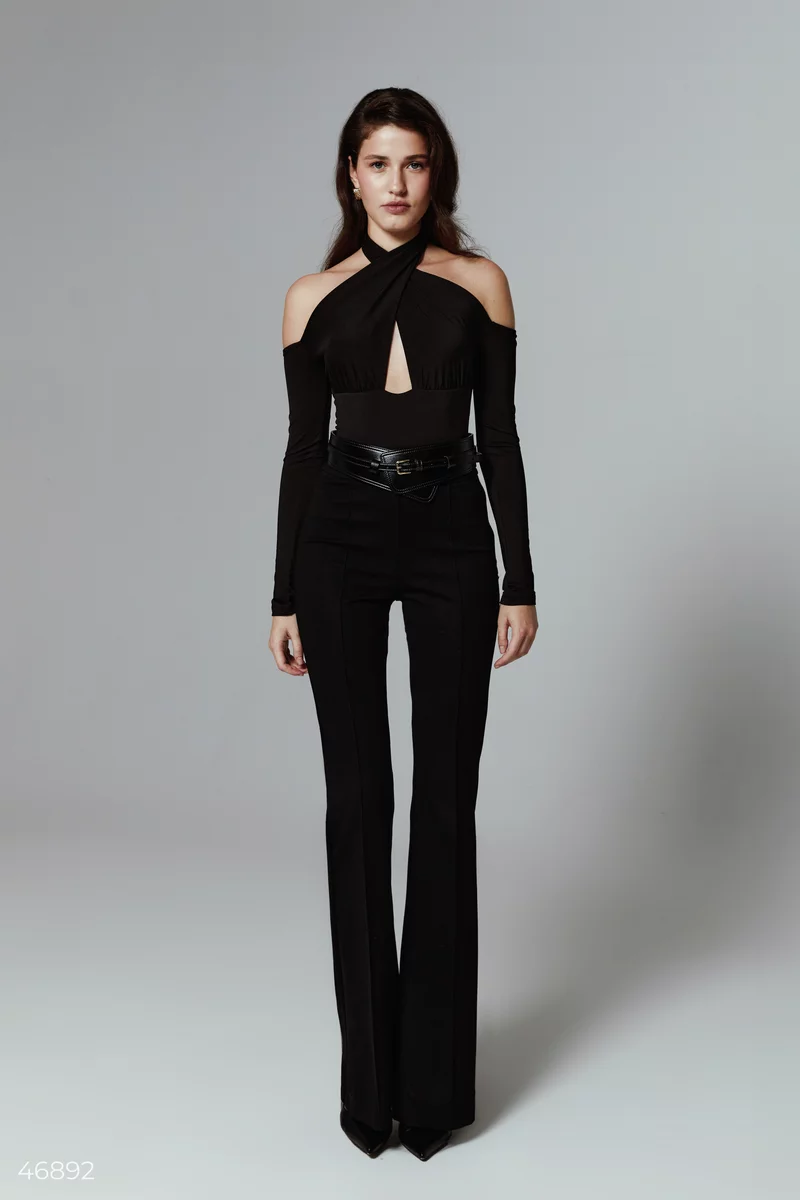 Black knit bodysuit with accent bodice photo 4