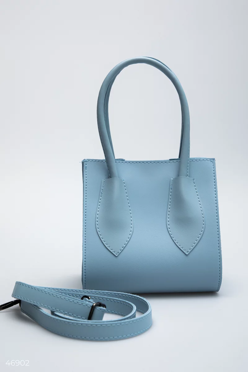 Blue bag made of eco-leather with a removable strap photo 5