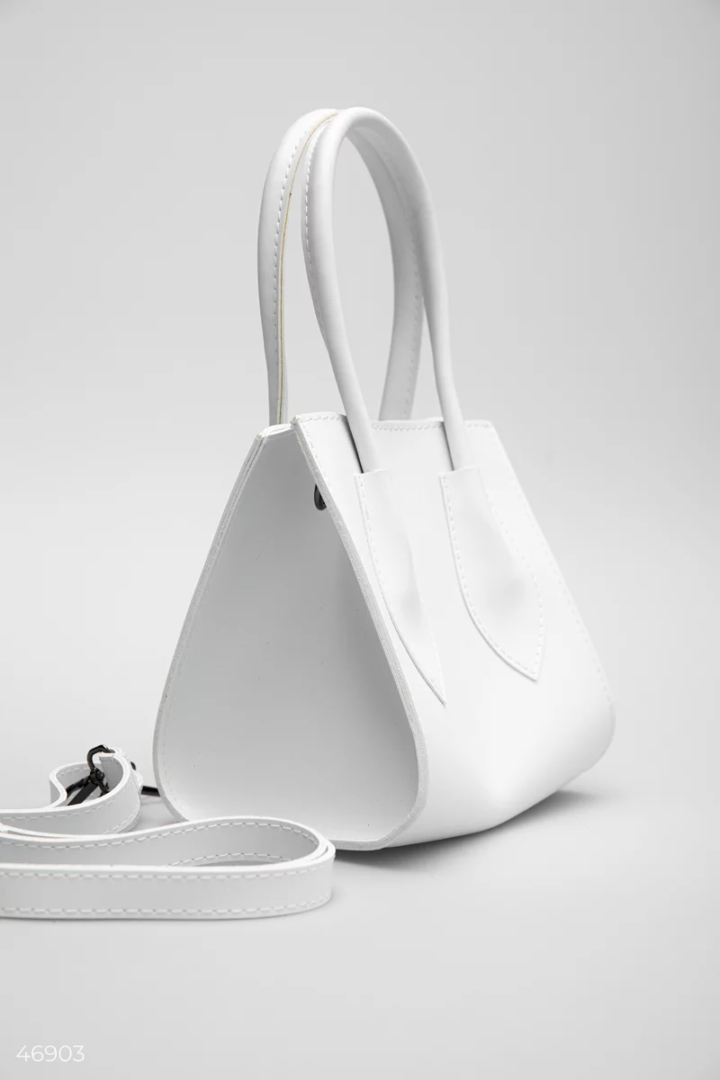 White bag made of eco-leather with a detachable strap photo 5