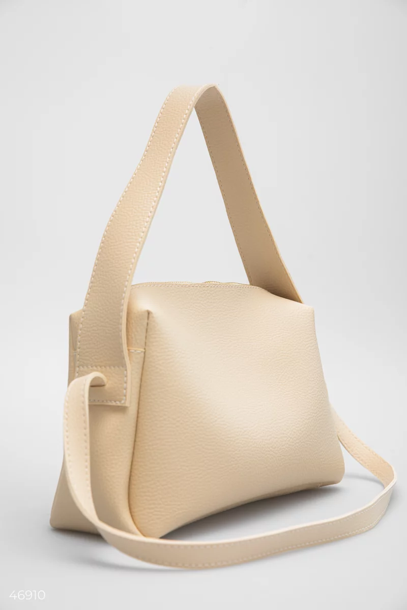 Beige eco-leather bag with double handle photo 5