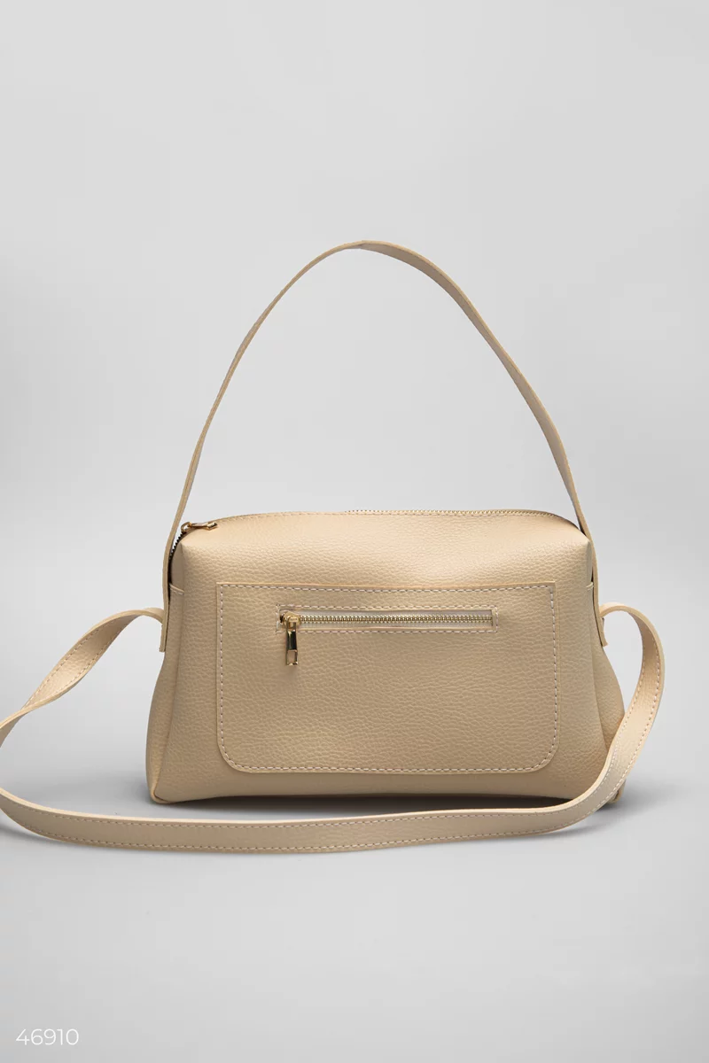 Beige eco-leather bag with double handle (№ 46910) ♡ Gepur
