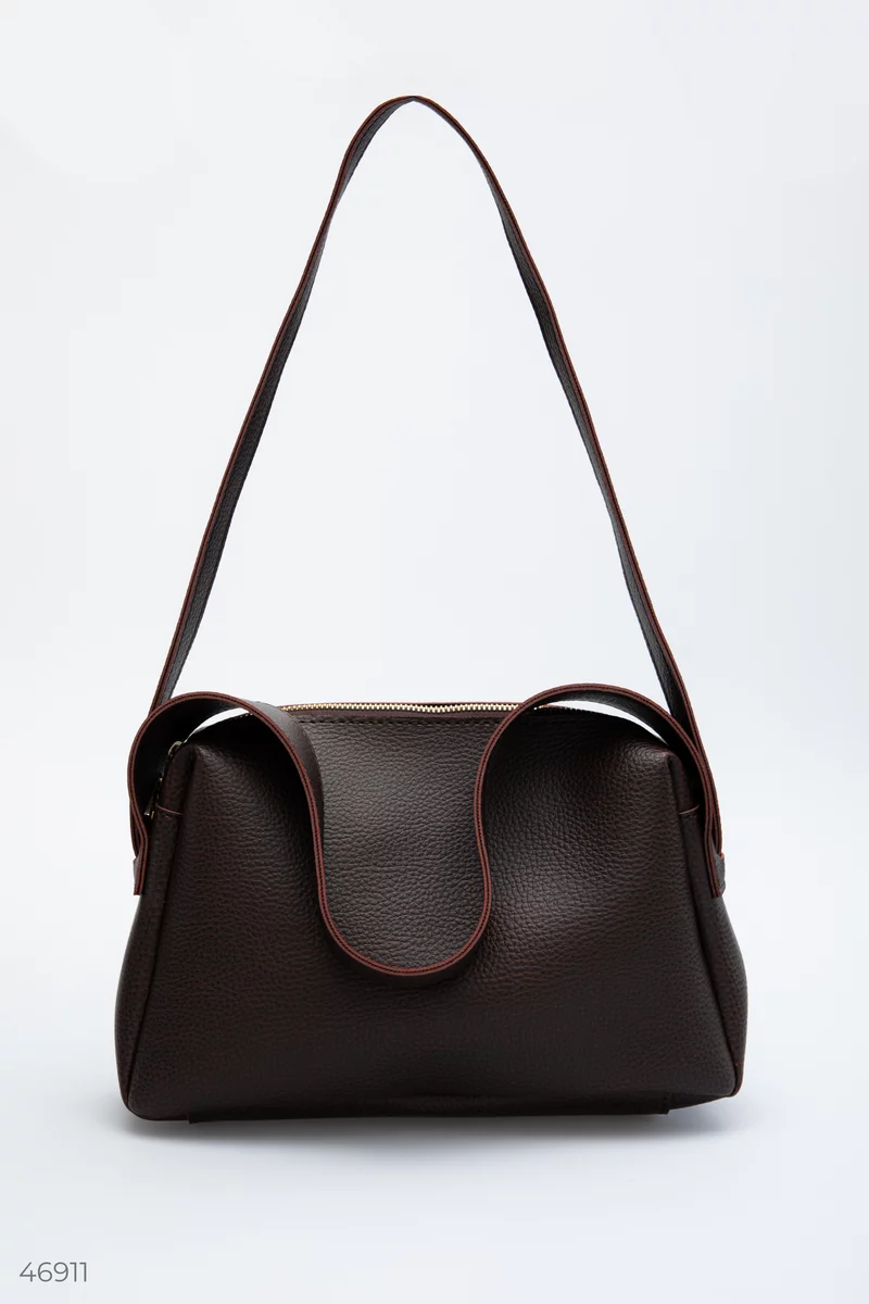 Brown eco-leather bag with double handle photo 5