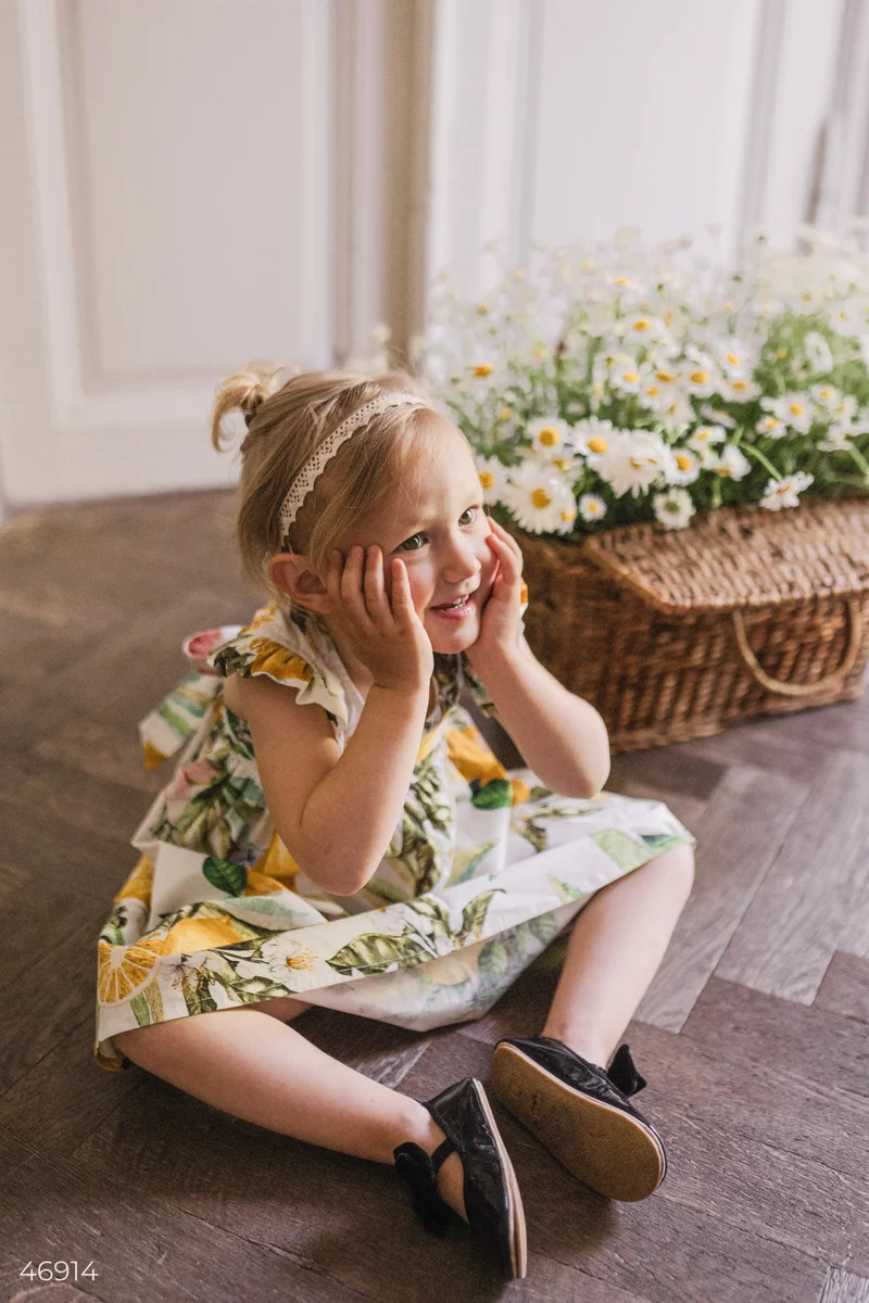 Children's dress with a lemon print (80-110 cm) photo 1