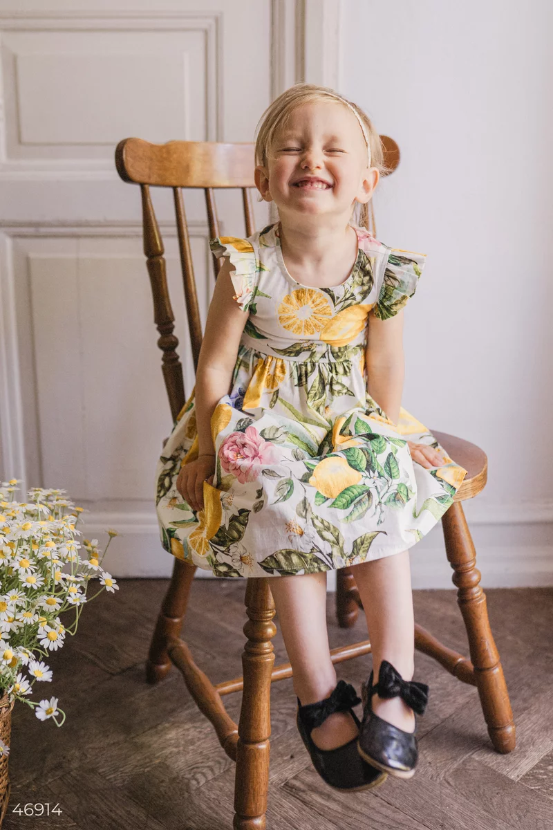 Children's dress with a lemon print (80-110 cm) photo 2