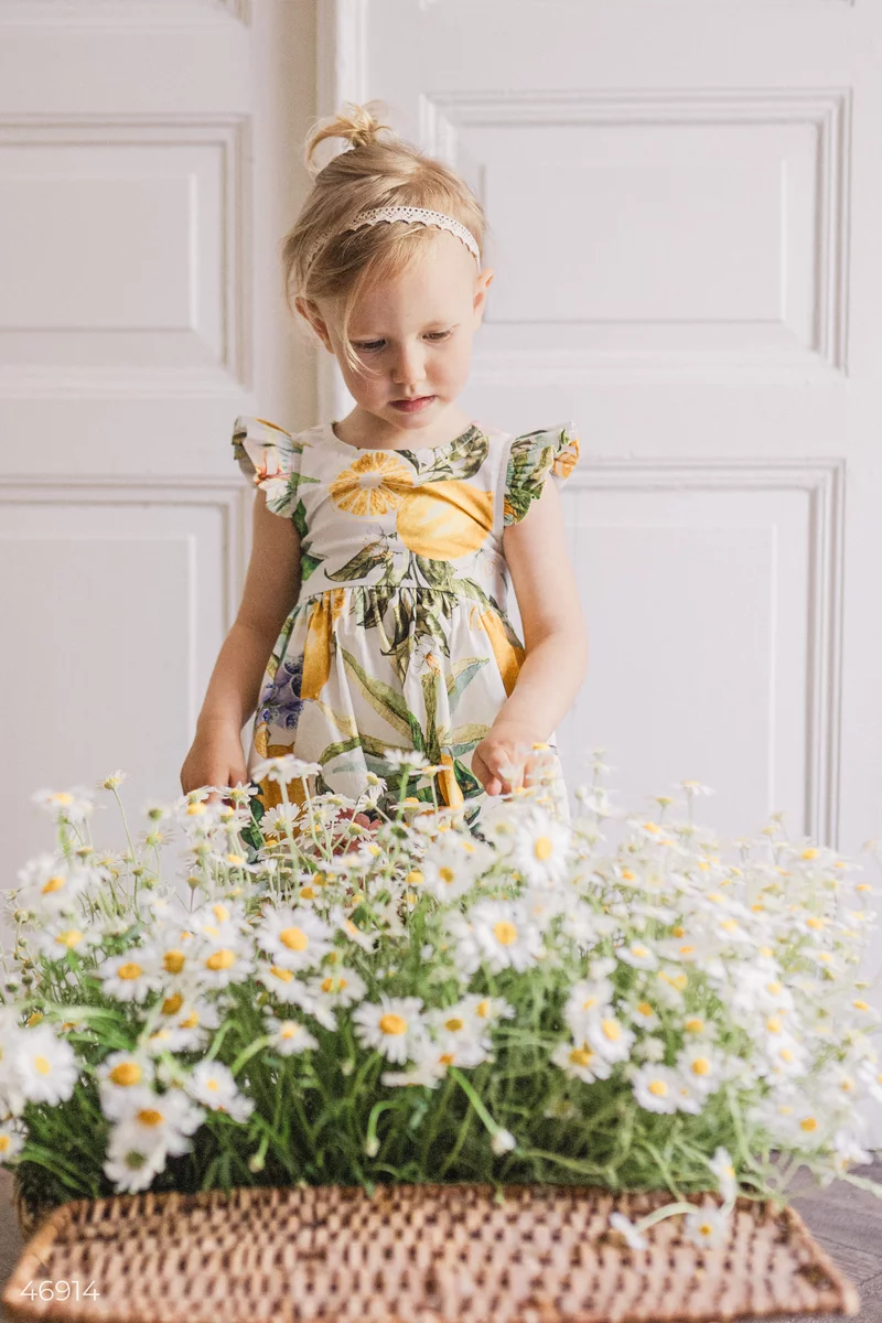 Children's dress with a lemon print (80-110 cm) photo 3
