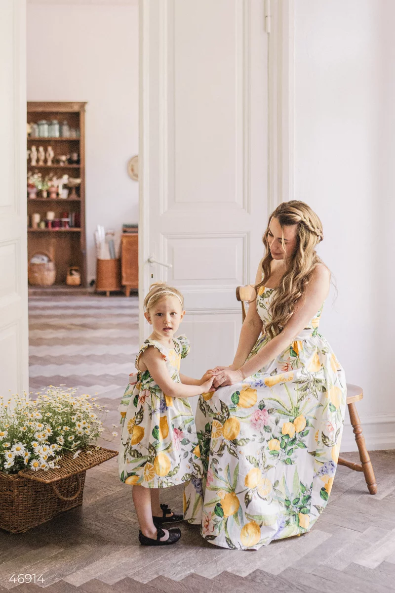 Children's dress with a lemon print (80-110 cm) photo 5
