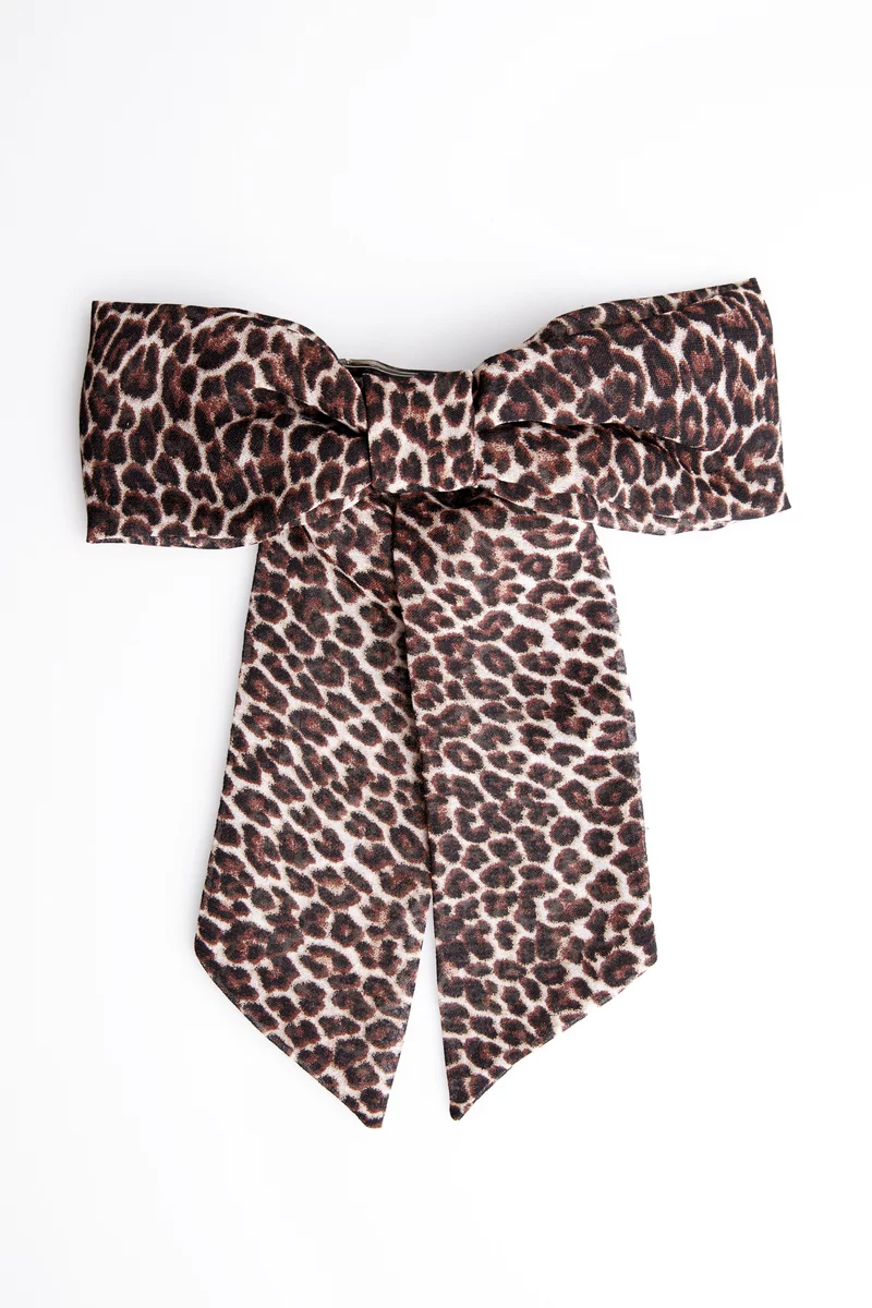 Hair clip bow with leopard print photo 2