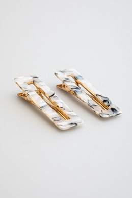 Set of white hairpins-clamps (2 pcs.) photo 1