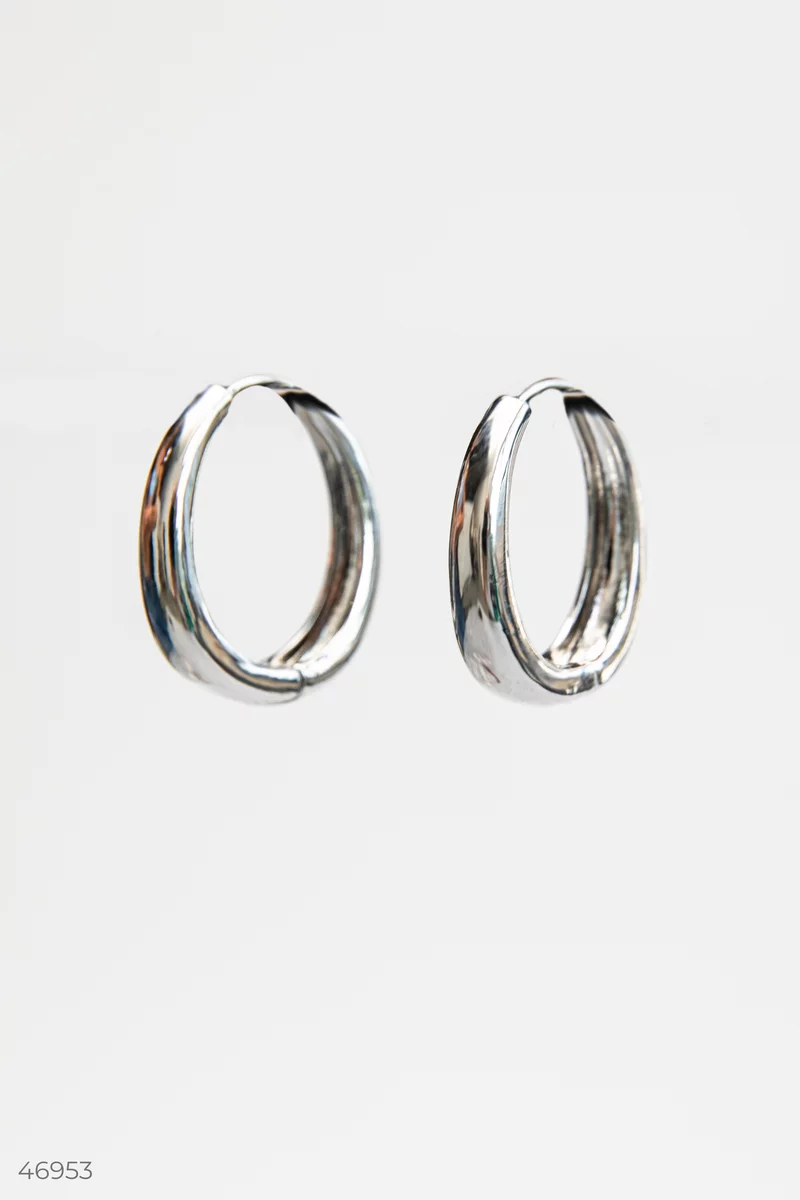 Oval shaped silver earrings photo 1