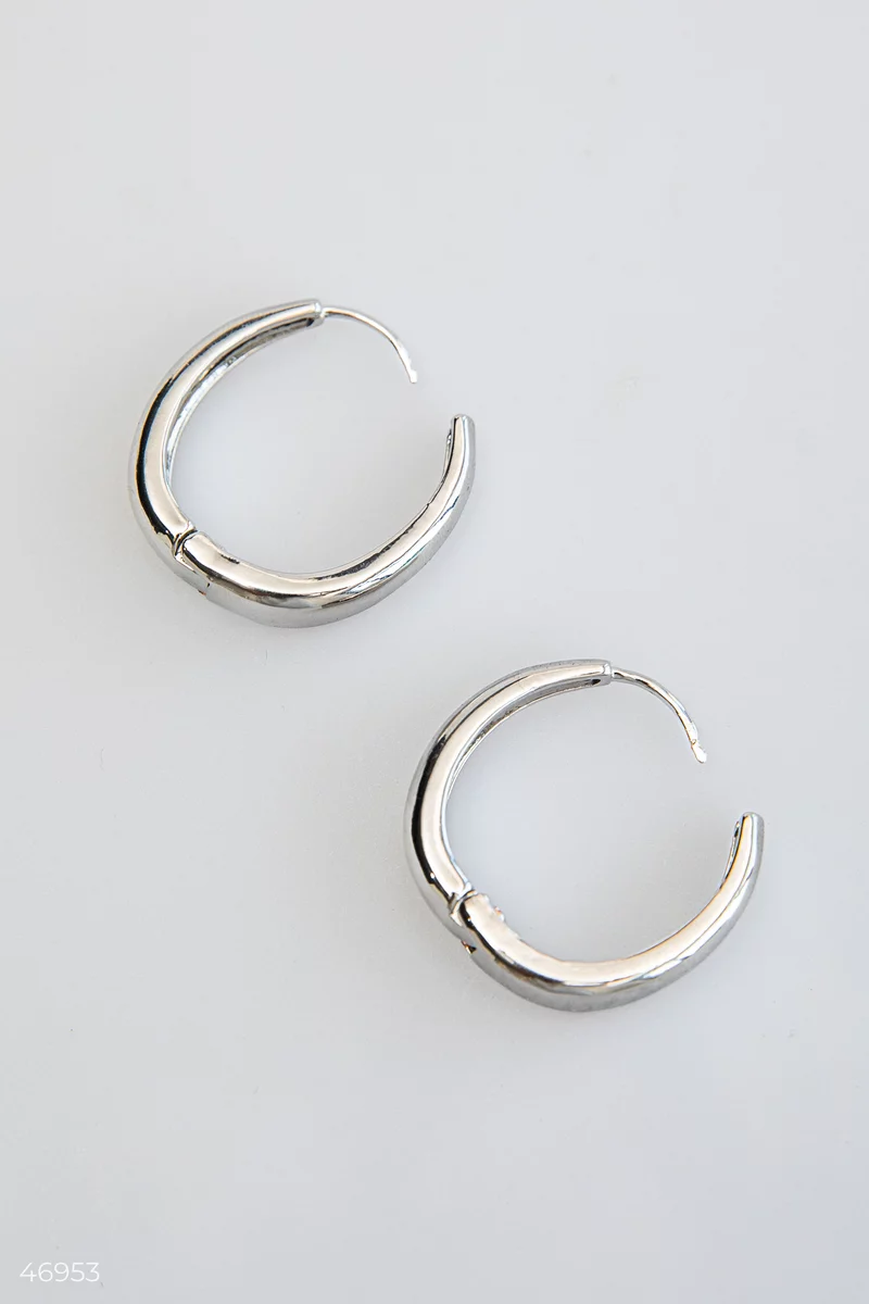 Oval shaped silver earrings photo 2