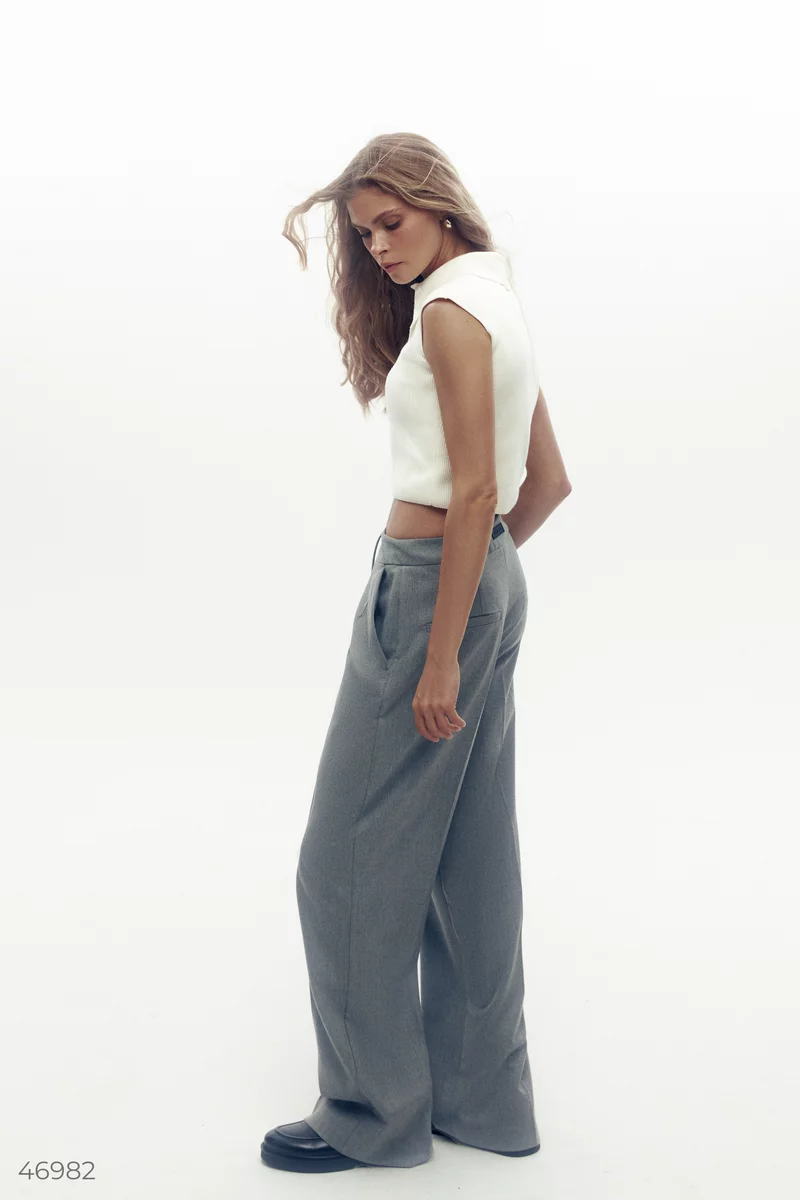 Gray palazzo pants with a tie photo 4