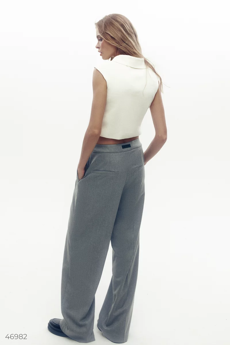 Gray palazzo pants with a tie photo 5