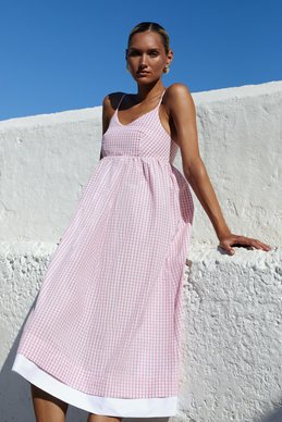 Pink checked cotton sundress