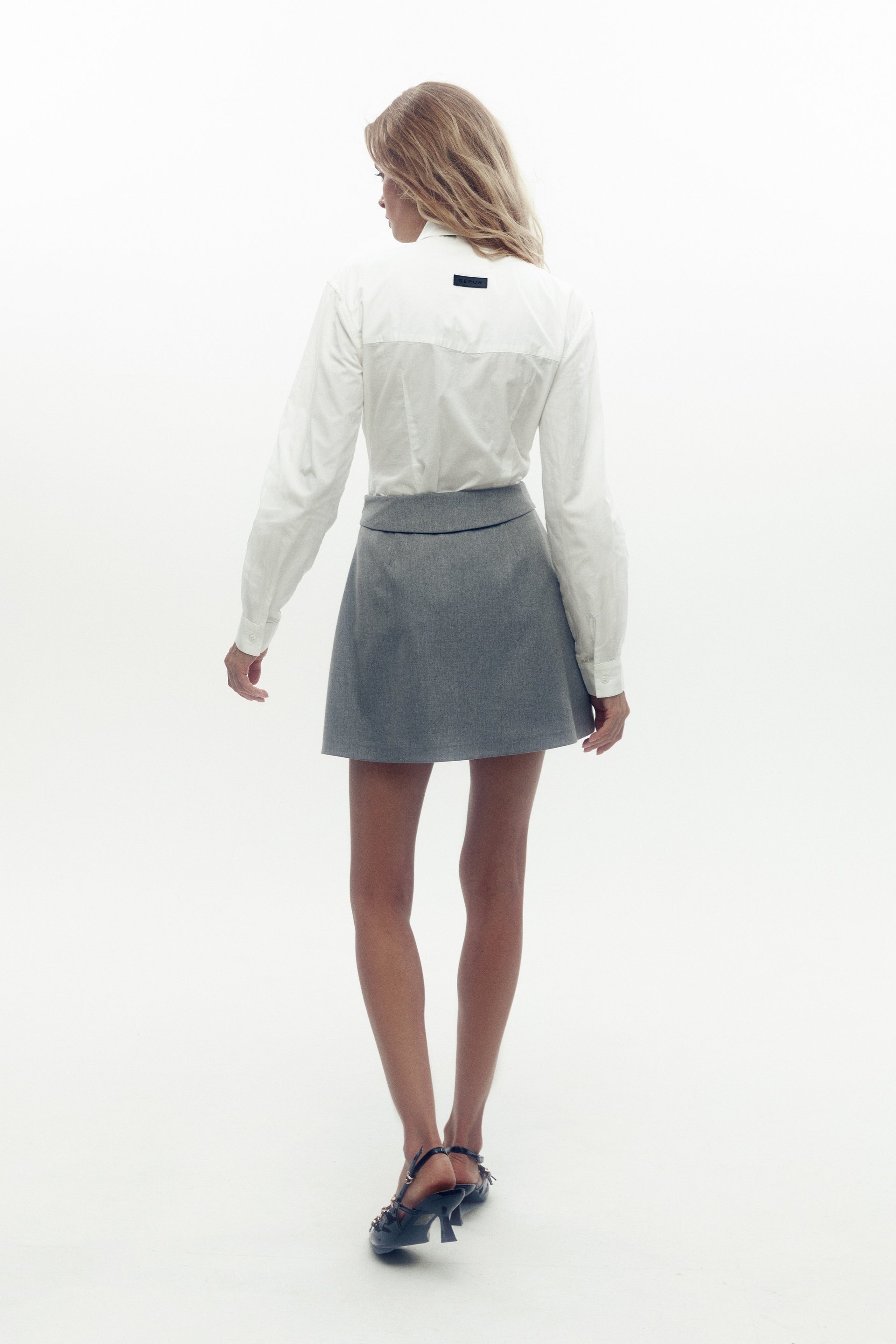 ◆GLOWNY◆ UNIFORM SHIRT MINI SKIRT NAVY GY24ASH001NA Navy-Blazer-Mini-Skort-front-
