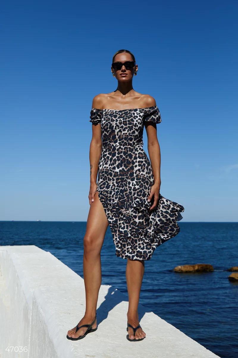 Сукня міді з леопардовим принтом фотографія 3