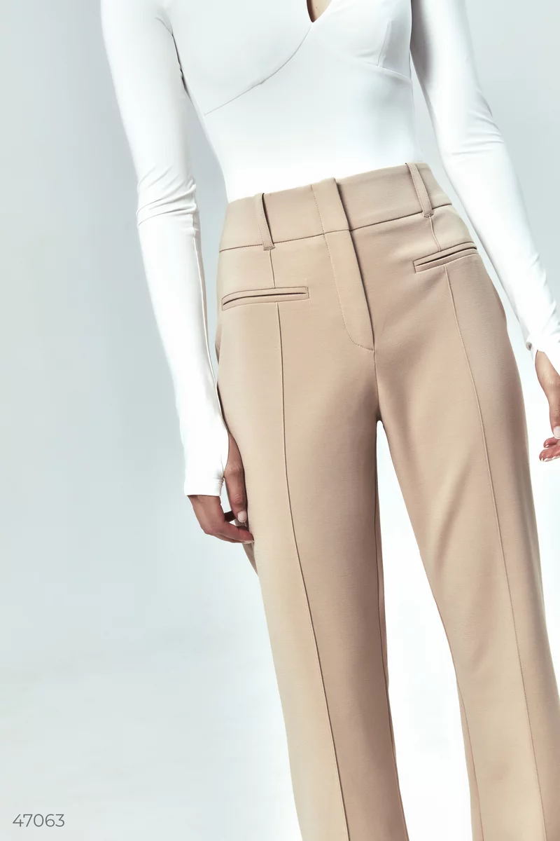 Beige flared pants with slits photo 5