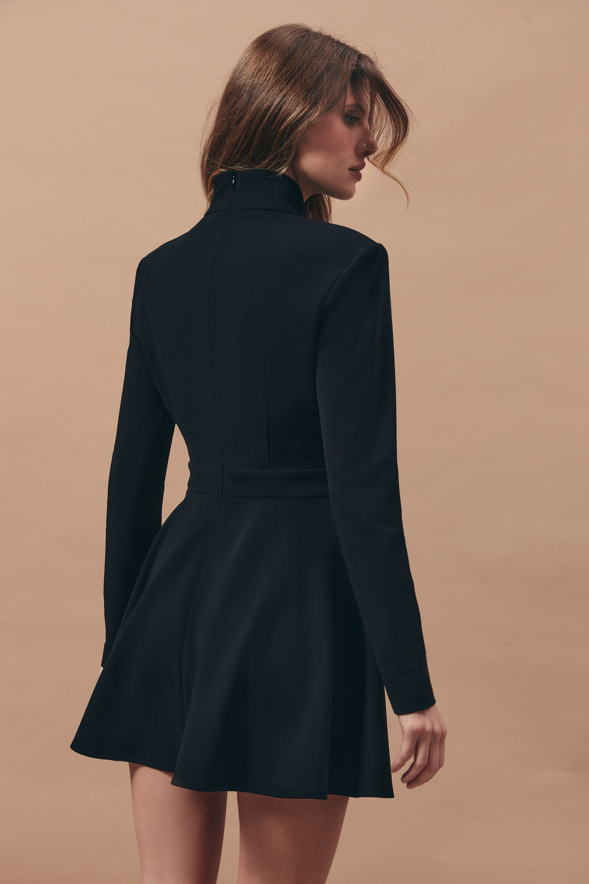 andmaryHelen knit flare mini dress Black