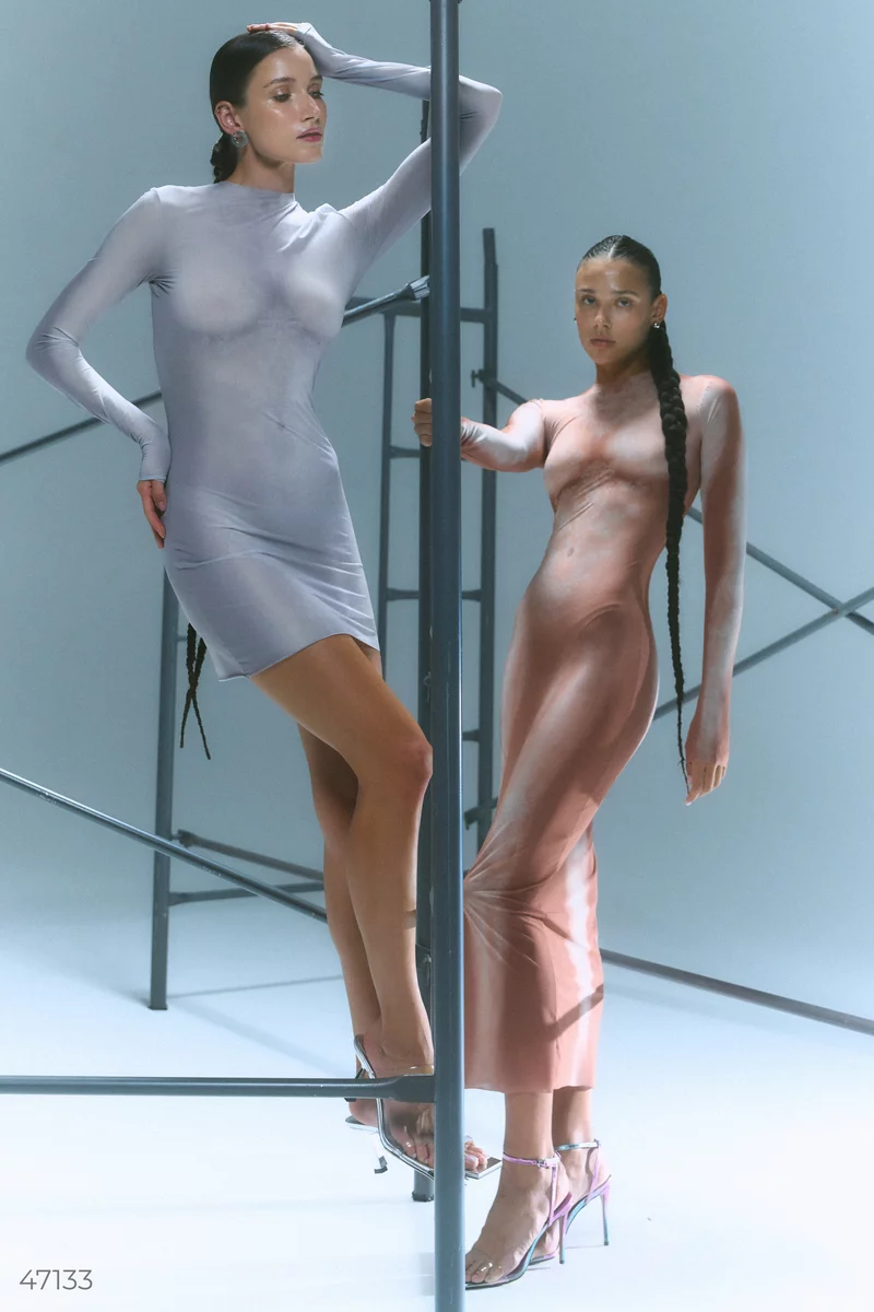 Gray TILO mini dress made of mesh photo 3