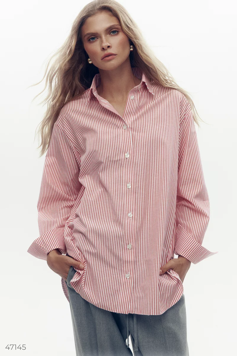 Basic red striped shirt photo 1