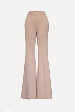 High-waisted beige flared pants