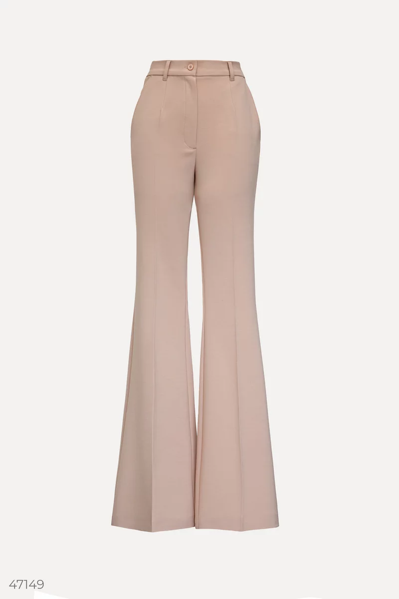 High-waisted beige flared pants photo 5