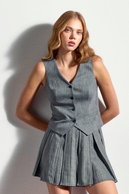 Gray classic vest with buttons photo 2