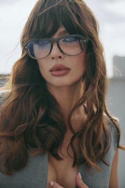 Gray glasses with clear lenses photo 2