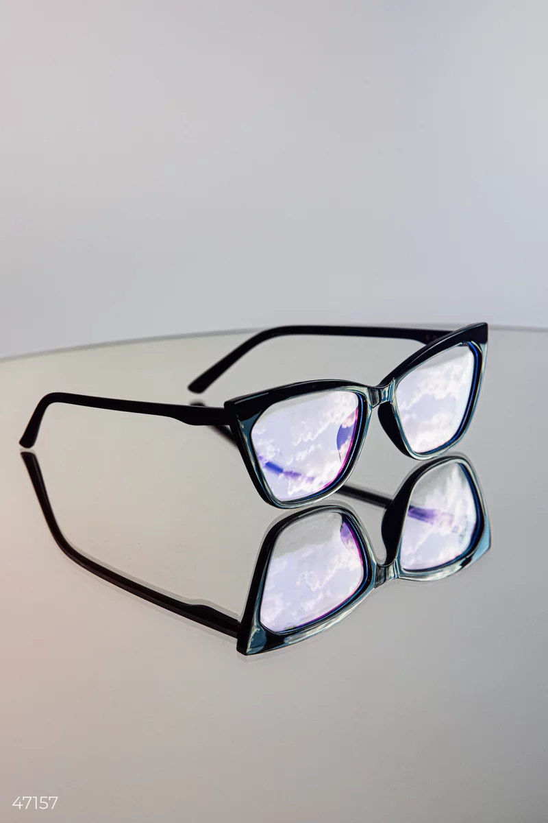 Black fox glasses with a clear lens photo 2