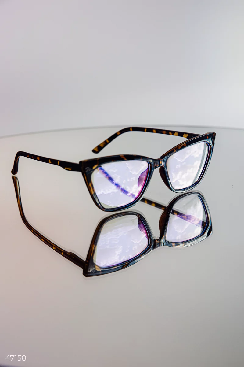 Leopard fox glasses with clear lens photo 2