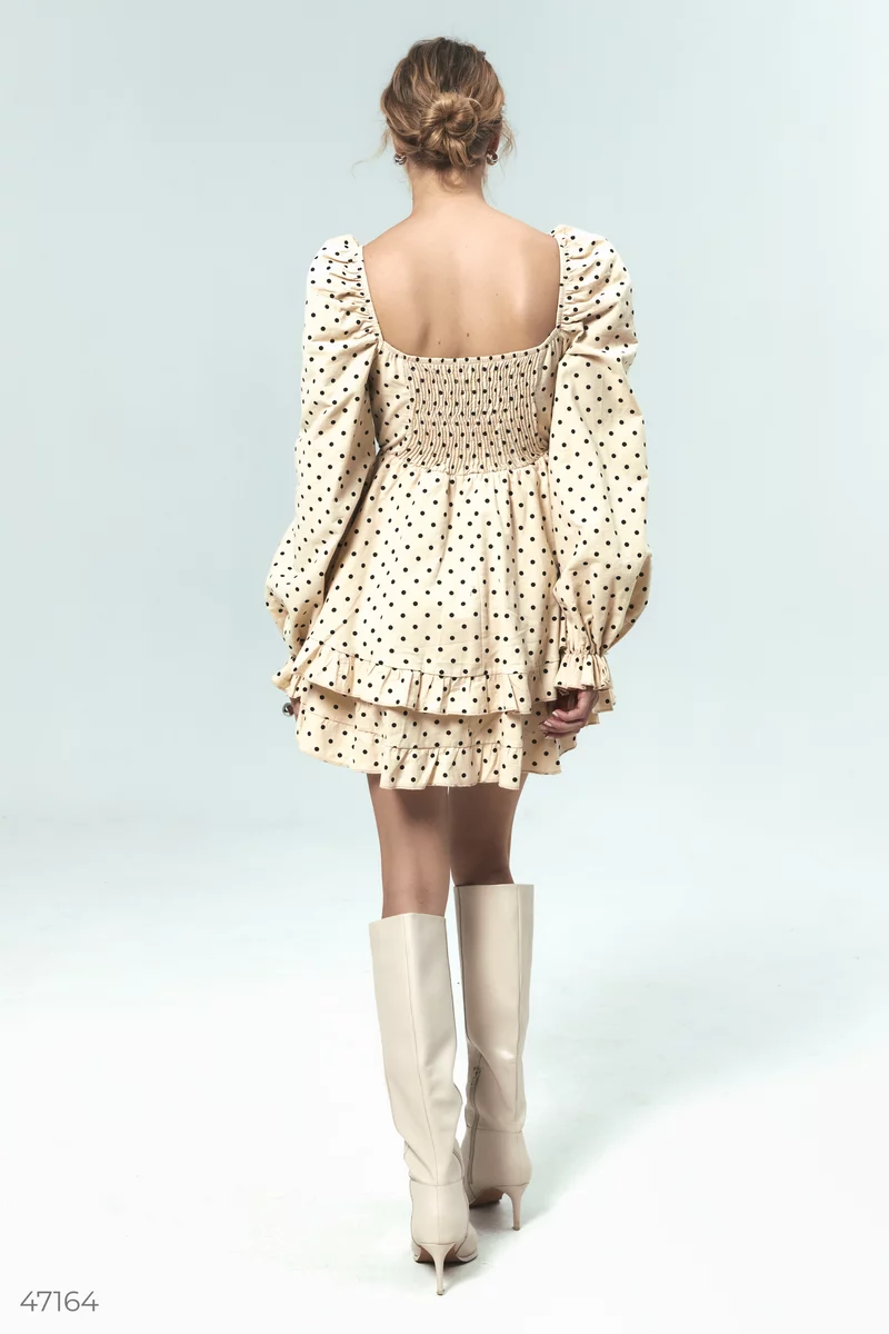 Beige dress with a double skirt photo 5