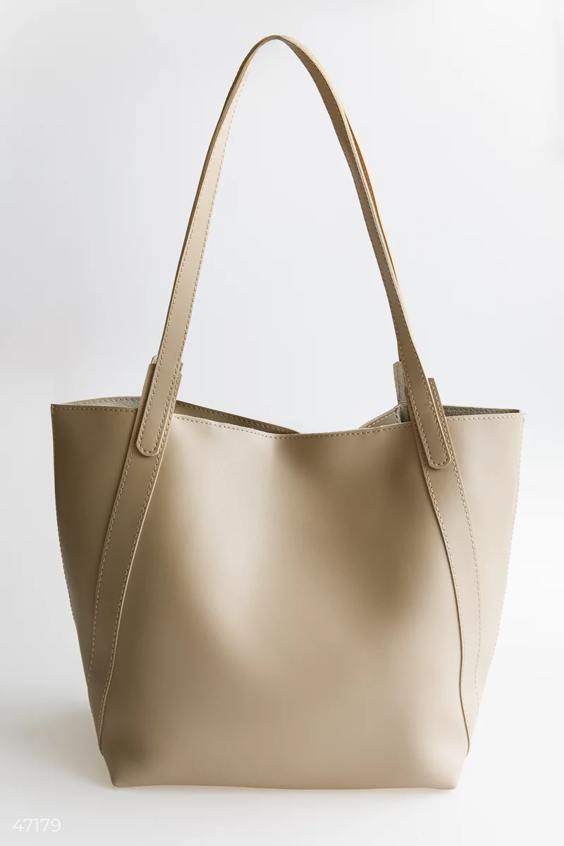 Beige shopping bag with two handles photo 1