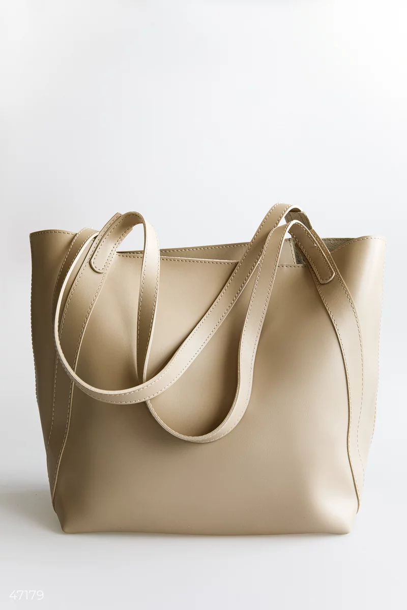 Beige shopping bag with two handles photo 2