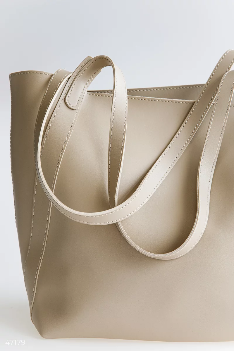 Beige shopping bag with two handles photo 3