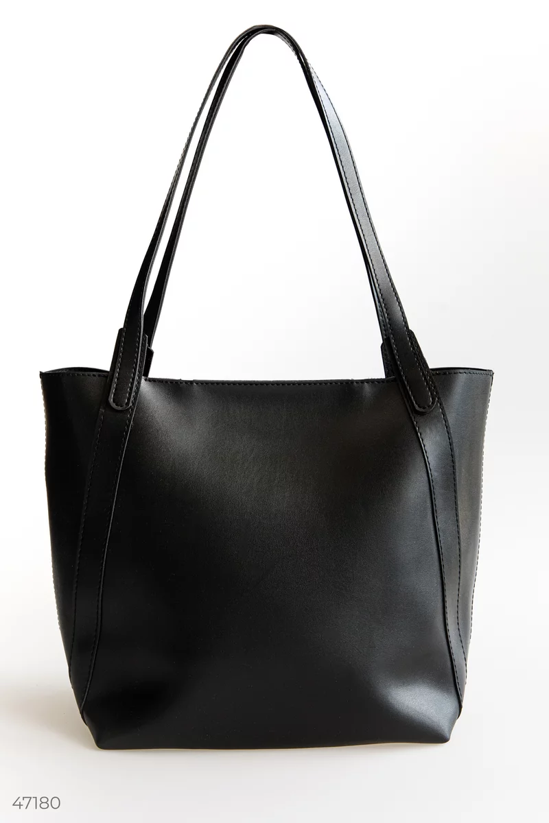 Black shopping bag with two handles photo 2