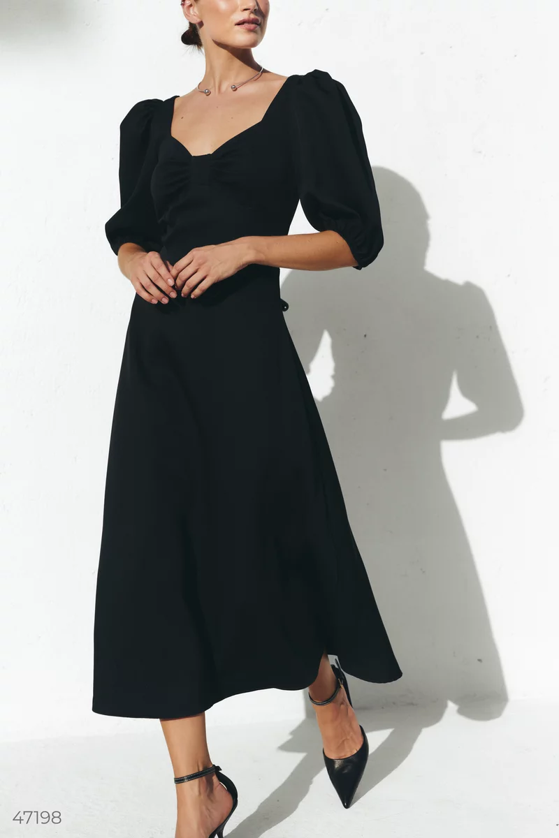 Black midi dress with sleeves online