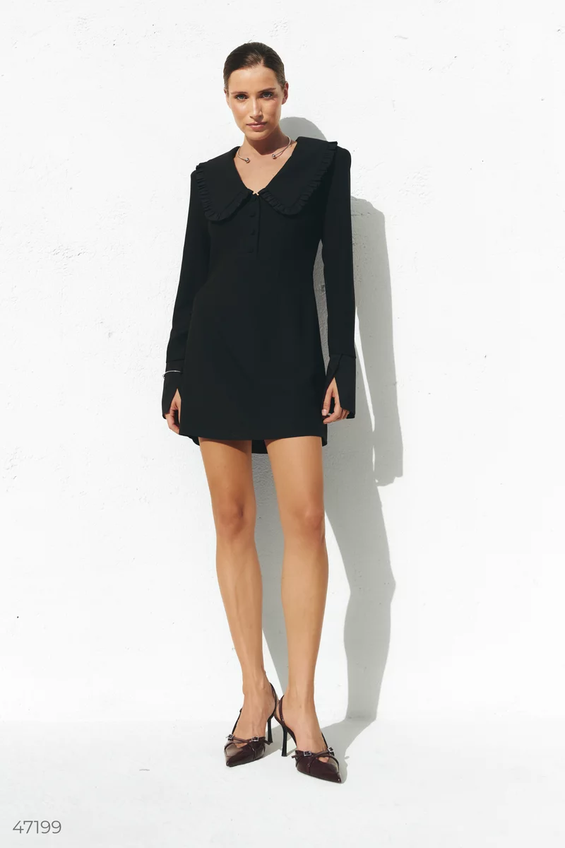 Black mini dress with long sleeves photo 3