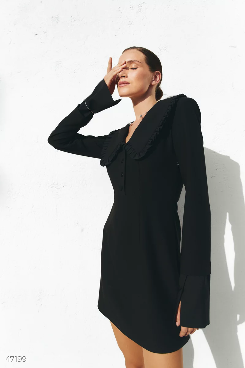 Black mini dress with long sleeves photo 2