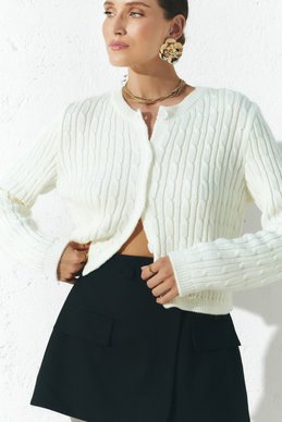 Milk cardigan with a round neck photo 1