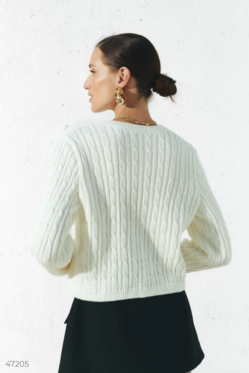 Milk cardigan with a round neck photo 5