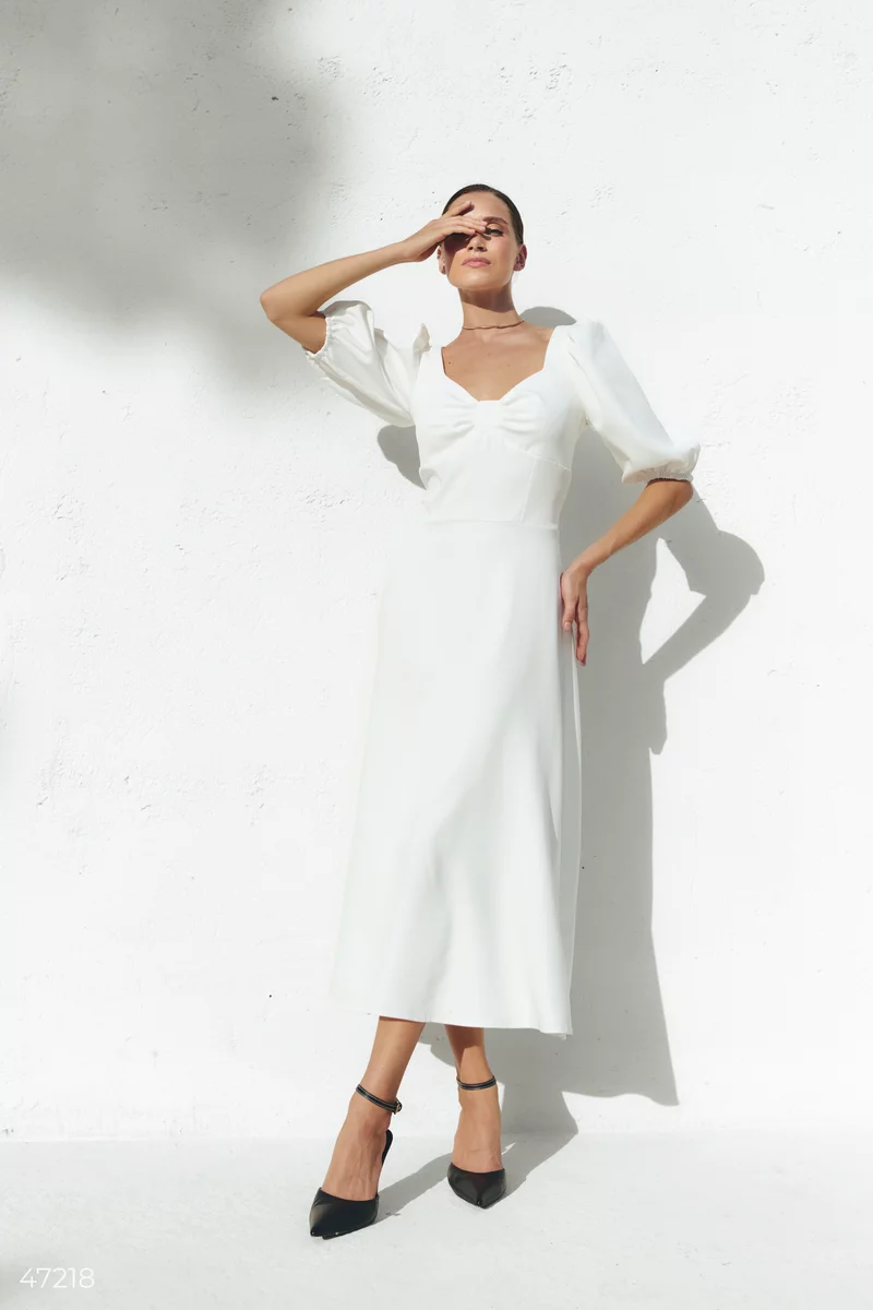 Milk midi dress with lantern sleeves photo 1