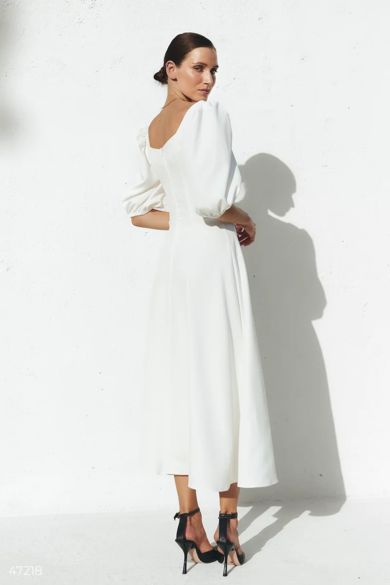 Milk midi dress with lantern sleeves photo 4