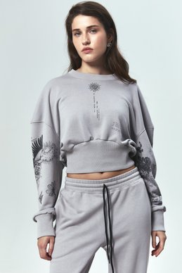 Dusha gray knitted crop sweatshirt photo 4