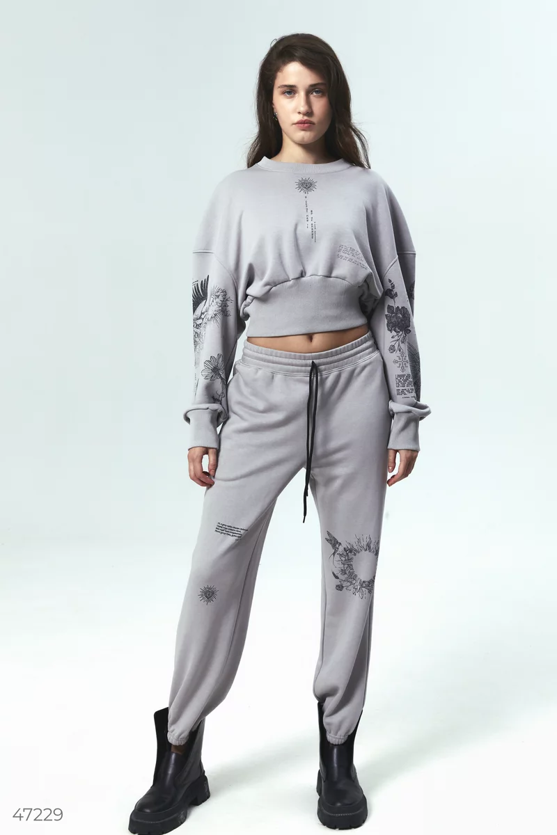 Dusha gray knitted crop sweatshirt photo 2