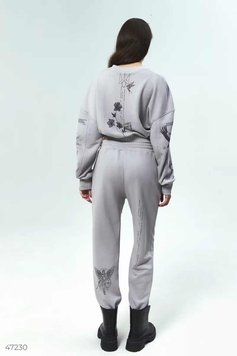 Gray joggers with Dusha print photo 4