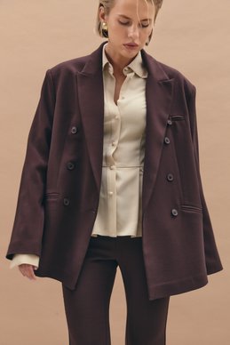 Brown double-breasted oversized jacket photo 2